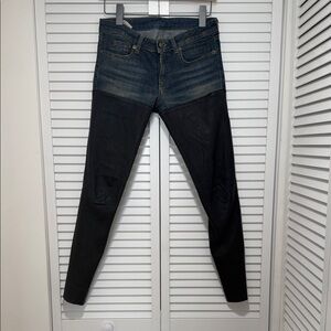 R13 Women's Two-Tone Skinny Jeans - Dark Blue and Black